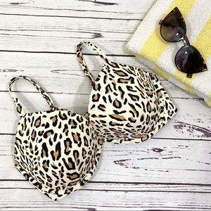 Shade & Shore Leopard Print Bikini Top 38D